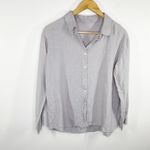 Grey Purple Long Sleeve Button Front Collared Shirt Women's Size Medium M Gray Photo 4