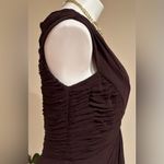 Tadashi  Collection Brown Shell 100% Silk Chiffon V-Neck Twist Front Sz 12 Photo 4