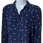 Sézane Sezane Ann 100% Silk Blouse Polka Dot Button Down Top Navy Luxury US 4 FR 36 Photo 2