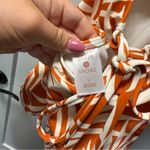 Shade & Shore NWOT Orange White Floral Palm Halter Neck Boho One Piece Cutout Photo 5