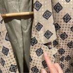 Anne Klein Vintage 80’s creamy tan silk geometric art deco blazer pockets Photo 6