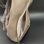VALENTINA Genuine Italian Pebbled Leather Taupe Sling Backpack Shoulder Bag Gray Photo 8