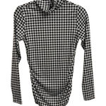 Boston Proper  Black White Houndstooth Ruched Side Turtleneck Shirt Size XS Photo 0