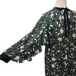 Eloquii  Dark Green Floral Ruffled Long Sleeve Front Split Maxi Dress Photo 1