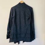 Anthropologie  Bibelot Wool Cardigan Leather Buckle/Cut-Outs Charcoal Grey size M Photo 2