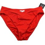 Bar III Hot Tamale Red Micro Rib High-Waist Bikini Bottom Crossover Waist XL Photo 1