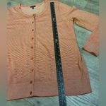 Talbots Red & Gold stripe button front scoop neck cardigan Photo 3