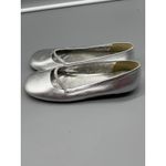 Nine West  Metallic Silver Ballet Flats Women Size 6M Slip On Shoes Leather Photo 2