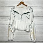 POL Marcy Half Zip Cropped Pullover Waffle Knit Sweatshirt White Size Medium Photo 1