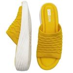 Ryka Nanette Stretch Knit Slide Demi-Wedge Slip-On Sandal Yellow White Size 9.5 Photo 0