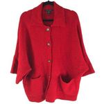 Tahari Womens Cardigan Sweater Oversized Dolman Sleeve Wool Blend Red M Photo 0