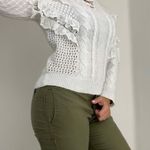 Torn By Ronny Kobo  Paige Lace Up Ruffled Sweater Cream Women's Size Medium Photo 2