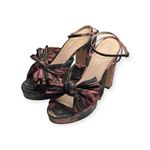 Loeffler Randall  ✿ Natalia Pleated Knot Platform Heel Sandal ✿ Metal Floral ✿ 9M Photo 7