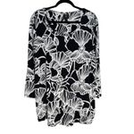 JM Collection Womens Plus Size XXL Black White Floral Long Sleeve Top Tunic Photo 1