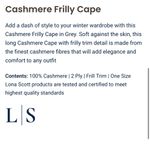 Lona Scott Cashmere Frilly Ruffled Cape Gray Size undefined Photo 1