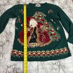 Vintage Tiara International Christmas Santa Sweater small green st Nick Bells Photo 6