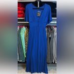 Forever 21  Size Small Low V-neck flutter short sleeve blue maxi dress NWT Photo 3