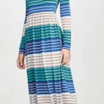 Stine Goya Alina Light Jersey Striped Maxi Dress Blue Green Size‎ US XXS Photo 0