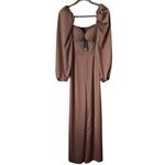 New With Tags The Sang puffed Sleeve Chocolate Jumpsuit. Size Large. Brown Photo 1
