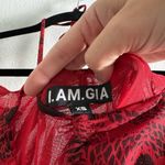 I am gia Colette Ruched Long Sleeve Mini Dress XS Red Black Photo 6