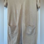 209wst38 Midi Tan Suede Like Pocket Dress Women’s Size Small Modern Classic Chic Photo 4