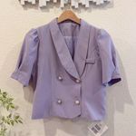 J.ING Jing Solid Purple Double Breasted Lapel Suit Jacket Top Size L NWT Size L Photo 0