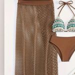 NWT AD Tribal Print 3 Piece Set Bikini, SIZE S Brown Photo 0