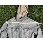 y2k American Eagle Denim Jacket with Gray Hood Size XS Blue Photo 6