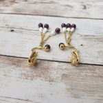 Vintage Avon Clip On Earrings Plum and Faux? Pearl Dangle Purple Photo 3