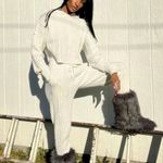 Alo Yoga Cable Knit Winter Bliss Pant Ivory XXS Photo 14