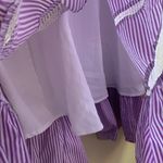 J.Crew Tiered Ruffle Dress in Stripe (Sz XL) Lilac Purple Cotton Sleeveless Bib Photo 8
