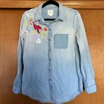 Anthropologie Maeve Boise Embroidered Patch Pocket Chambray Button Down Shirt Photo 0
