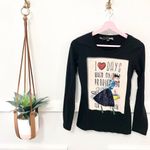 Love moschino Women’s Tea and Coffee Black Long Sleeve Graphic Top Size 4 Photo 1