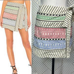 Dodo Bar Or Leonil Mini Wrap Skirt in Colorful Embroidered Size Medium Tan Photo 1