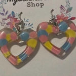 Handmade Colorful Womens Heart shape Earrings NEW Pink Photo 0