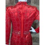 No Brand Mini Dress Red Velvet Rhinestone Long Sleeve Woman's Size Large‎ Photo 5