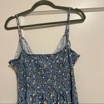 Blue & Cream Floral Print Ruffle Hem Tulip Maxi Dress Size Large NWT Photo 3