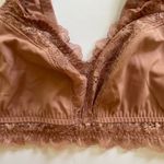 Breezies Lace Trim Bra Wireless Comfort Support M Bralette Smooth Lace Delicate Brown Size M Photo 1