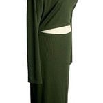 Pretty Garden Bodycon Midi Dress XL Green Cut Out Ribbed Knit 3/4 Sleeves Photo 7