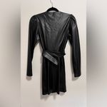 ZARA  Black Faux Leather Coat Dress Wrap Belt NWT Women’s Sz XS Photo 3