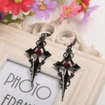 Retro Style Gothic Black Cross Earrings Funky Vintage Style Faux Fashion Jewelr Photo 5
