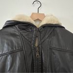 wilson's leather Wilson’s Leather Vintage Faux Fur-Lined Dark Brown Leather Bomber Jacket Sz M Photo 5