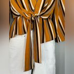 Topshop  Asymmetrical Yellow Stripes Women's Shirt (481) Photo 6