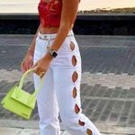 ZARA NWT CUT OUT STRAIGHT JEANS WHITE Photo 0