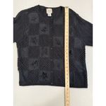 Vintage Teddi Sweater Cardigan Medium Crochet Floral Knit Embroidered Whimsigoth Black Photo 4