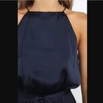 Petal and Pup  Navy Blue Satin Seychelle Ruffle Tiered Midi Dress 12 Photo 5