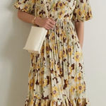 Ralph Lauren Polo Floral Print Pleated Satin V-neck plisse midi Dress 2 $698 Photo 0