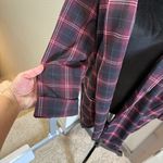 Maurice's  Open Front Blazer Long Line Navy Blue Red Plaid Business Casual Stretch Photo 5