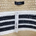 AQUA  Trio Striped Straw Woven Tote Bag New Photo 11