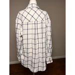 NEW Ashley Plaid Shacket Womens M Button Overshirt Cotton Blend White Black Size M Photo 5